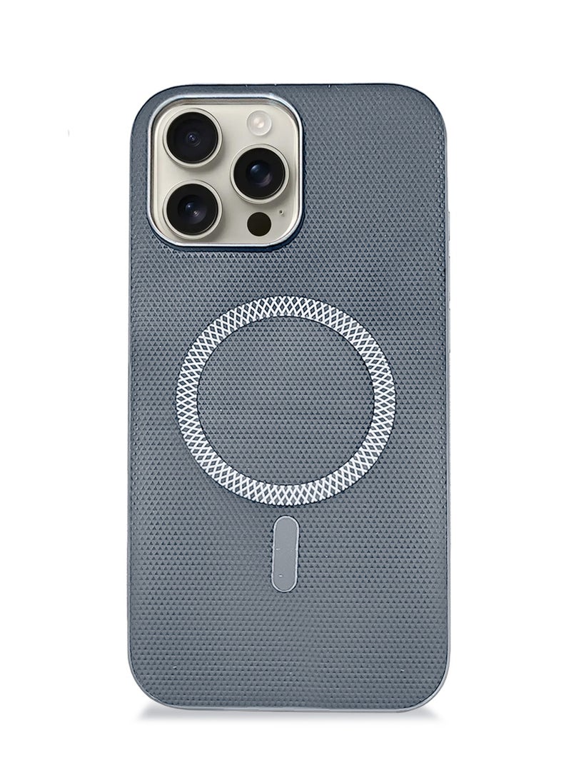 Wtech Apple iPhone 16 Pro Max 5G 2024 Premium Texture Case Magnetic Aramid Fabric Texture Designed Magsafe Case Cover - Grey - Image 5