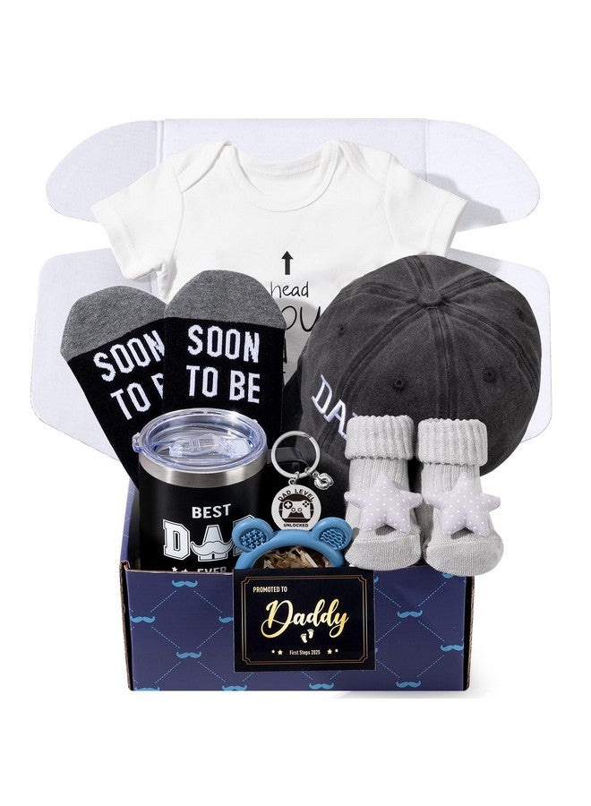 GiftPeak New Dad Gifts, 9 Pcs First Time Father’s Day Box, Birthday Gifts for Men with Tumbler Hat Onesie Socks Keychain Thanks Card Gift Box, Best Gifts for Dad Birthday from Daughter Son - Image 1