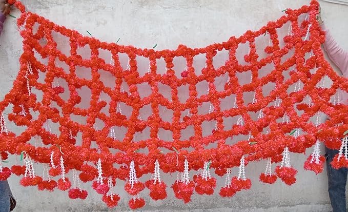 Generic Nutts Bridal Entry Chadar Traditional Indian Punjabi Pakistani Arabi Wedding Bride Entry with Trendy Decorative Bridal Enrty Fulkari Chadar Bride Entry Chadar Genda Chadar Orange  - Image 5