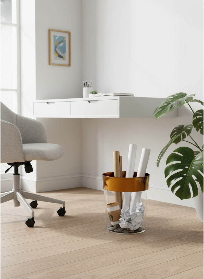 Living Acrylic Tissue Box and Trash Can Set with Golden Touch - Image 4