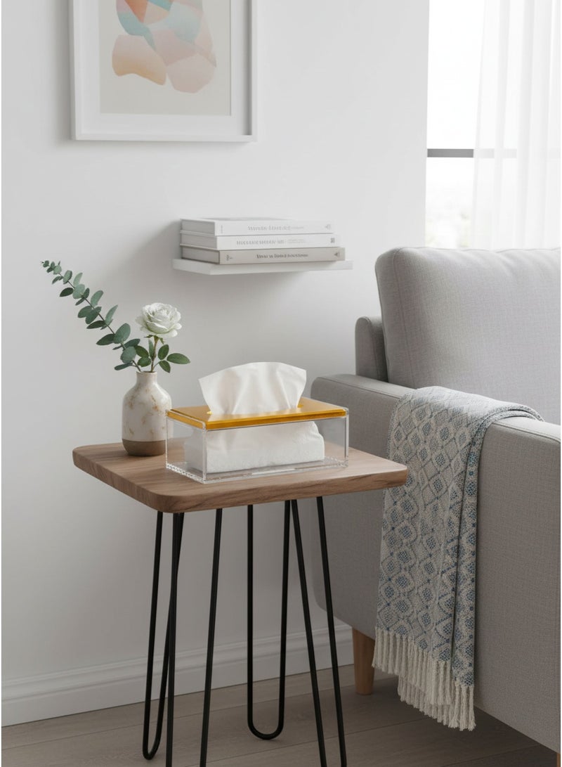 Living Acrylic Tissue Box and Trash Can Set with Golden Touch - Image 5