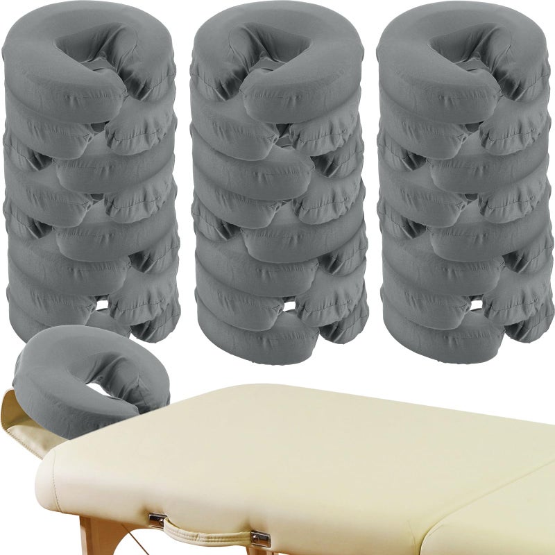 24 Pcs Face Cradle Covers for Massage Table Microfiber Reusable Soft Thicker Massage Table Head Rest Covers Bulk Oil Proof Headrest Cradle Sheets for Spa Beauty Salons Gray