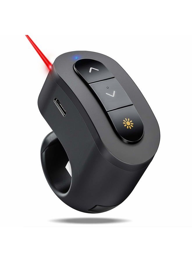 DinoFire Wireless Presenter Finger Ring USB Powerpoint Presentation Clicker Rechargeable RF 2.4 GHz Presentation Remote Control Laser Pointer Slide Advancer Support Mac - Image 1
