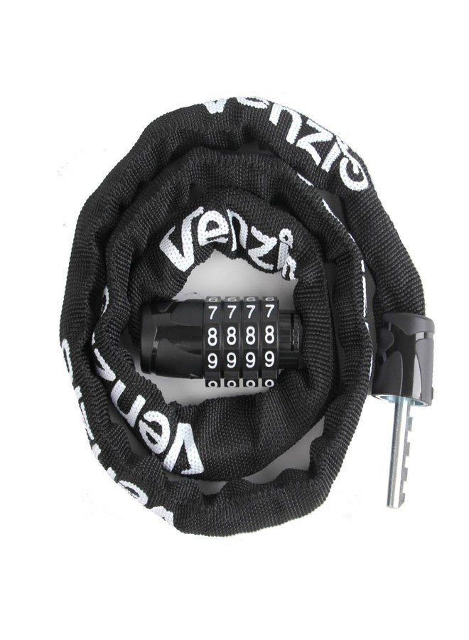 Venzio 4-Digit Combination Bike Chain Lock, Keyless 4mm x 900mm (3FT) Anti-Theft Security Lock for Bicycle, E-Bike, Scooter, Fence, Gate, Door, with Zinc Alloy Core & Fabric Sleeve - Image 1