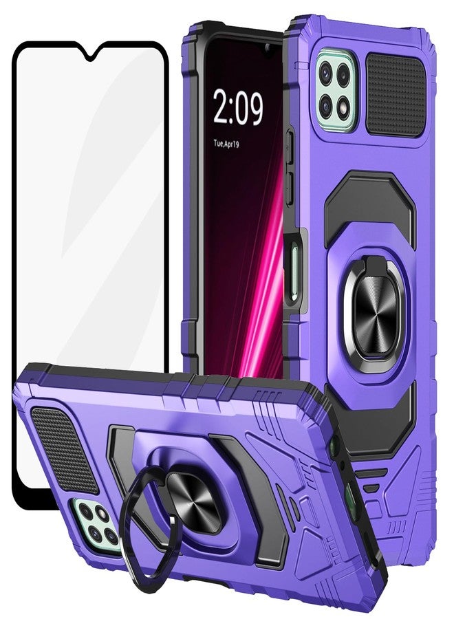 Ailiber جراب هاتف Ailiber لهاتف T-Mobile REVVL 7 5G، جراب REVVL 7 مع واقي شاشة، مسند حلقي للتثبيت المغناطيسي في السيارة، غطاء حماية مقاوم للصدمات لهاتف T-Mobile REVVL 7 - بنفسجي - Image 1