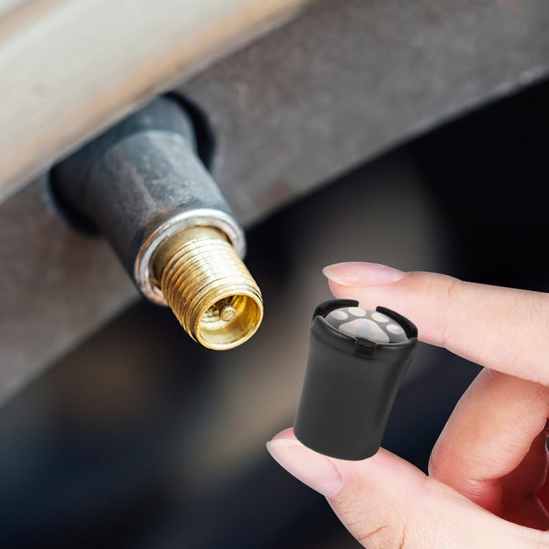 Zinc Alloy Tire Valve Caps Anti Theft Universal Fit Black Footprint Design - Image 5