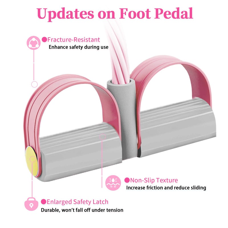 Spechance Pedal Resistance Bands with Handles, Durable 6-Tubes Multifunction Pedal Resistance Band, Natural Rubber Foot Pedal Resistance Bands, Fitness Resistance Bands for Abdomen, Waist, Arm, Leg (Pink) - Image 4
