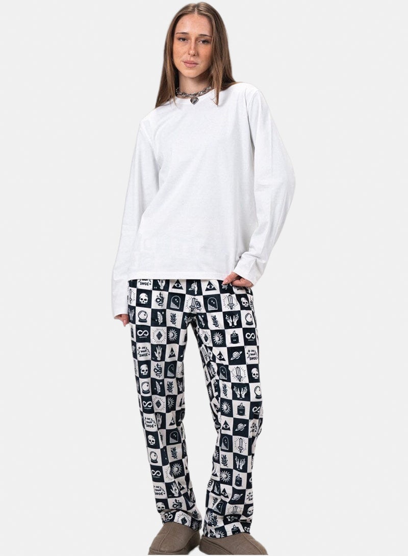 In Your Shoe Cosmic Checkers Fluffy Pyjama Pants - Image 1
