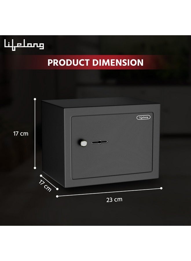 Lifelong Lifelong Home Safe Locker with Key for Home, 8.6 Litre Capacity, 3 Live Bolts, 5mm Sturdy Metal Door (LLHSM01, Black) 