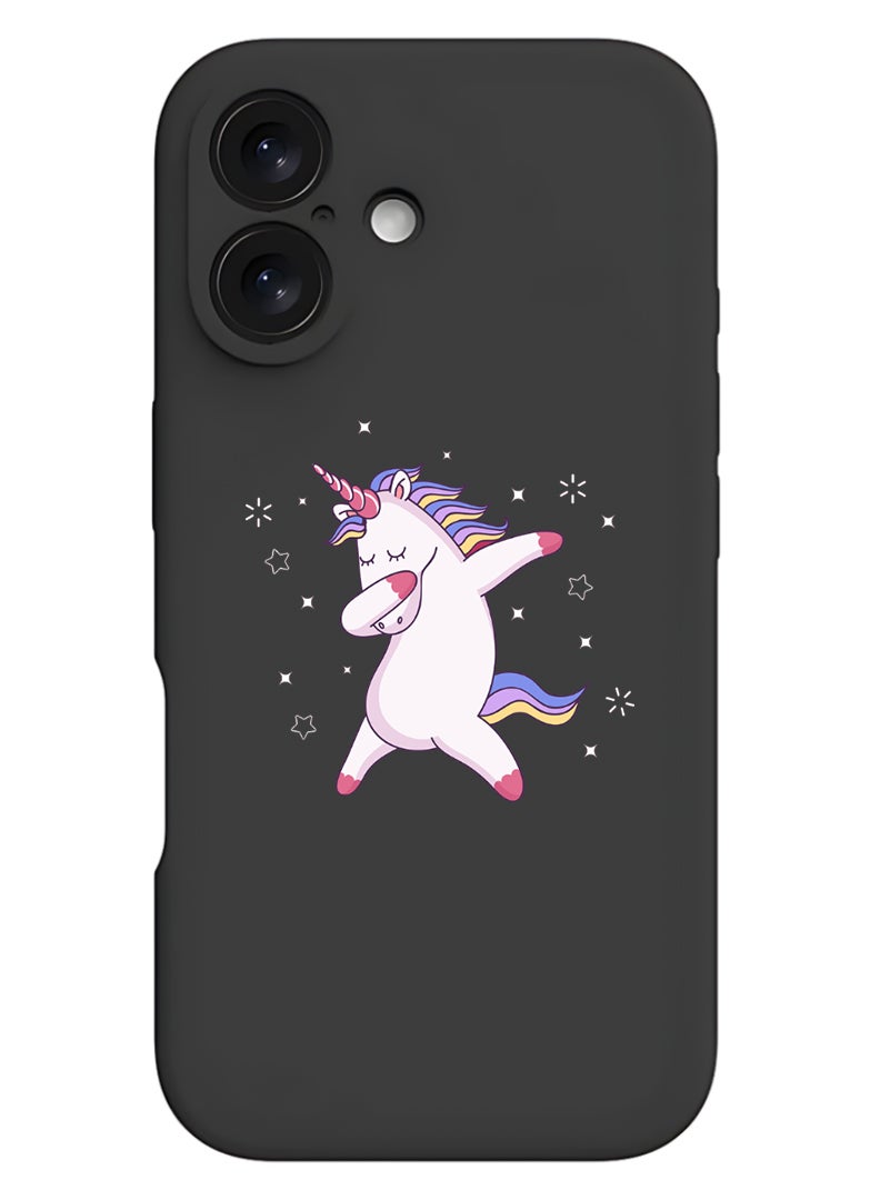 Theodor Protective Slim Fit Case Liquid Silicone Cover with Full Body Protection Anti-Scratch Shockproof Case For Apple iPhone 17 (Black) unicorn - Image 1