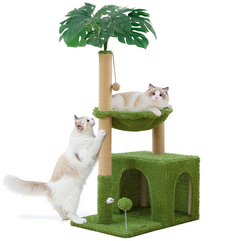 Woochpet Large Cat Tree for Indoor Cats, Multi-Functional Comfy Cat Bed - 48inch Tall Cat Tower with Scratching Post, Cozy Hammock for Kittens and Adults Cat, Cute Cando with Toy - Image 1