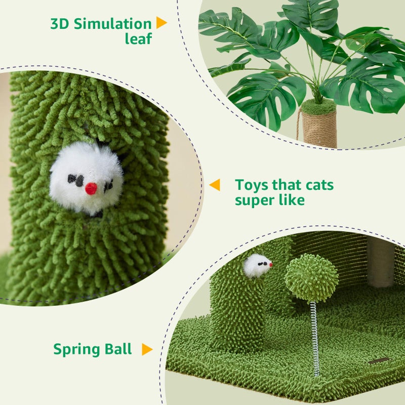 Woochpet Large Cat Tree for Indoor Cats, Multi-Functional Comfy Cat Bed - 48inch Tall Cat Tower with Scratching Post, Cozy Hammock for Kittens and Adults Cat, Cute Cando with Toy - Image 4