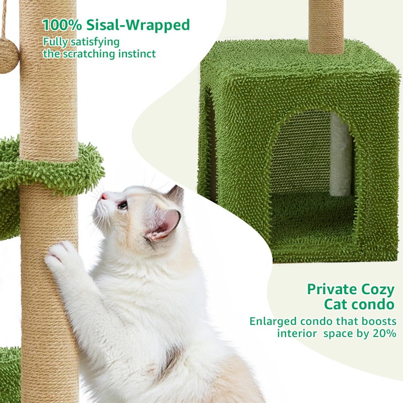 Woochpet Large Cat Tree for Indoor Cats, Multi-Functional Comfy Cat Bed - 48inch Tall Cat Tower with Scratching Post, Cozy Hammock for Kittens and Adults Cat, Cute Cando with Toy - Image 5