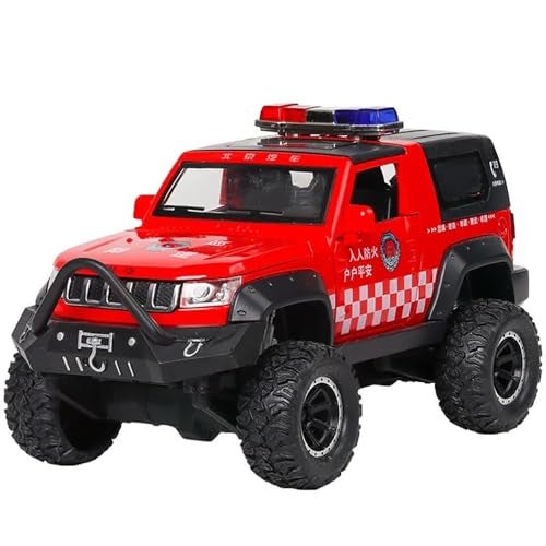 FEXXA 🏎️ Scale Exclusive Alloy Metal Pull Back Die-cast Car Model with Sound Light Mini Auto Toy for Kids Metal Model Toy Car with Sound and Light (1.32 Scale Police Jeep-RED) - Image 5