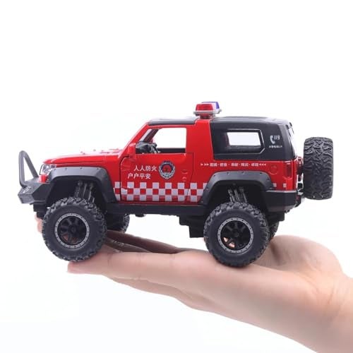 FEXXA 🏎️ Scale Exclusive Alloy Metal Pull Back Die-cast Car Model with Sound Light Mini Auto Toy for Kids Metal Model Toy Car with Sound and Light (1.32 Scale Police Jeep-RED) - Image 4