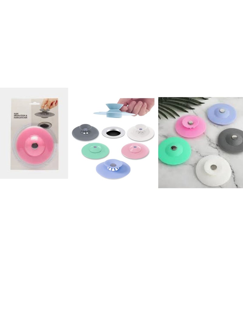 5 Pcs Silicone Shower Drain Stopper, Bathtub Drain Strainers, Anti-Odor Mat Drain Cover, Hair Trap Catcher, Bathtub Drain Stopper Protectors, Anti-Cockroach Deodorizing Floor Stopper - Image 2