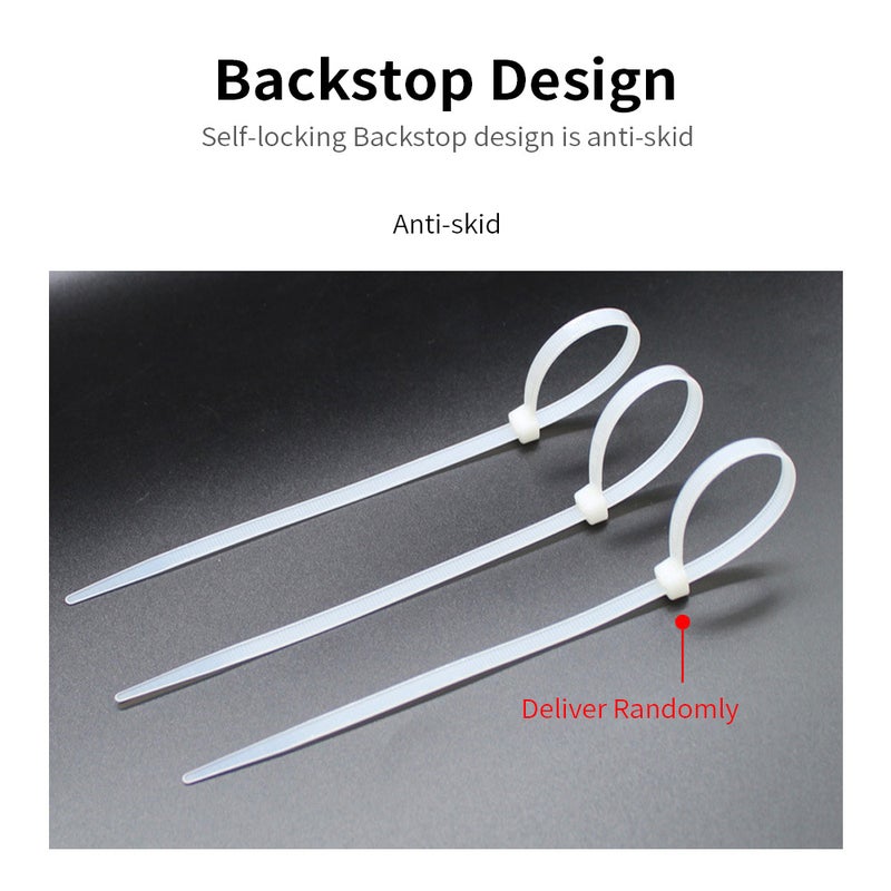 Self-locking Nylon Ties Good Bearing 4*200 Backstop Design Thickening Buckle Non-slip Design No Burrs 100 Straps/package Black - Image 2
