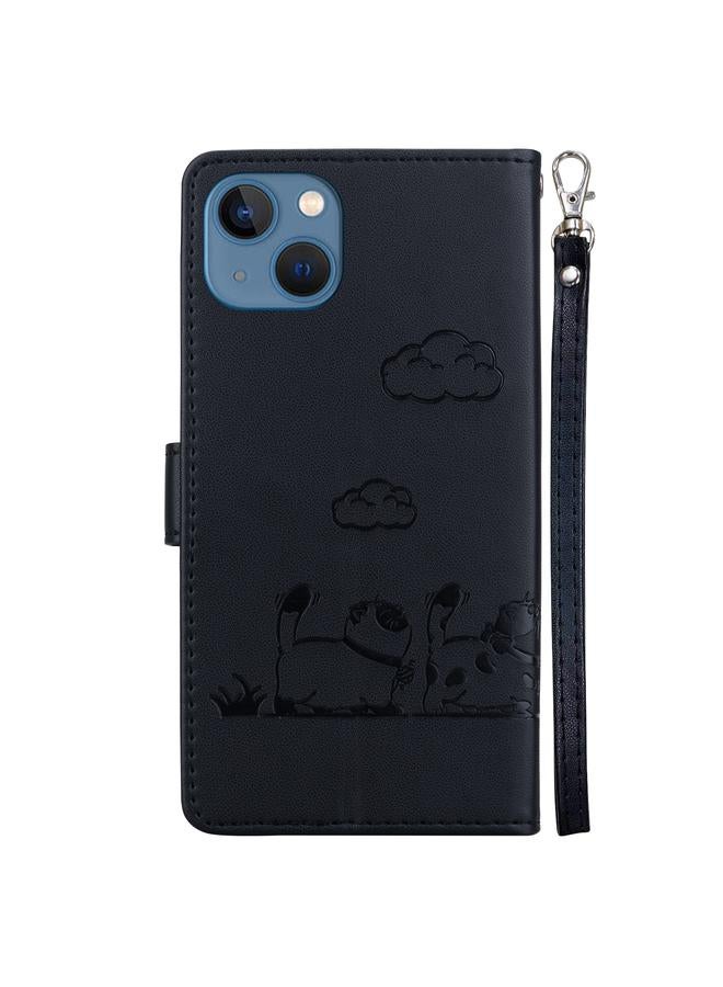 زبون جراب هاتف جلدي RFID برسومات قطط لطيفة لهاتف iPhone 13 - Image 3