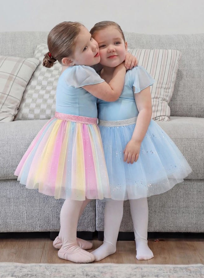 Stelle Tutu for Girls Sequin Skirt with Elastic Waist Layered Tulle Ballet Dance Princess Dress Birthday Outfit, Icy Blue, 4-5 Years - Image 2