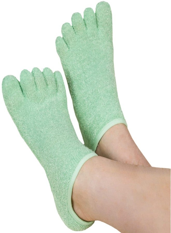 LE EMILIE Moisturizing Gel Heel Socks | Perfect for Healing Dry Cracked Heels and Feet | Infused with Aromatherapy Blend of Lavender and Jojoba Oil | 1 Pair, Green - Image 1
