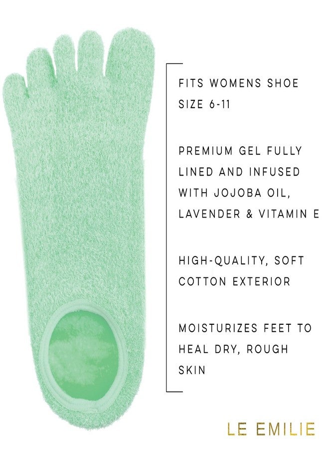 LE EMILIE Moisturizing Gel Heel Socks | Perfect for Healing Dry Cracked Heels and Feet | Infused with Aromatherapy Blend of Lavender and Jojoba Oil | 1 Pair, Green - Image 4