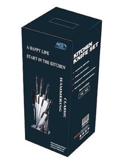 AGD 5-Piece Knives Set With Stand Silver/Black YG-605  - Image 3
