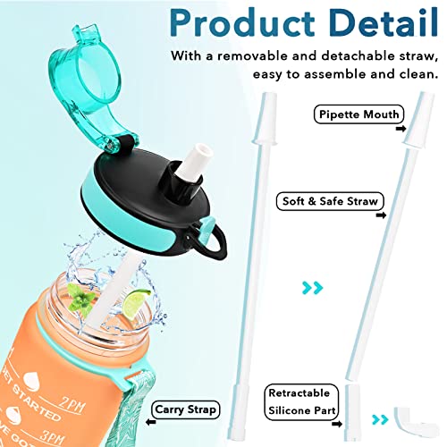 Enerbone 32 oz Water Bottle, Leakproof BPA & Toxic Free, Motivational Water Bottle with Times to Drink and Straw, Fitness Sports Water Bottle with Strap for Office, Gym, Outdoor Sports, Orange-Green - Image 5