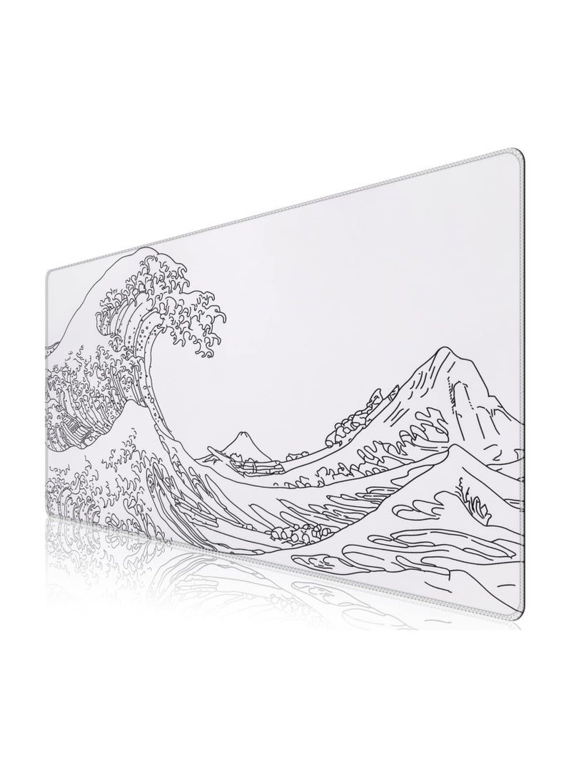 iCasso Extended Gaming Mouse Pad (35.4x15.7 in), Large Stable Rubber Base Mousepad with Stitched Edges, Keyboard Mouse Mat Desk Pad for Work, Game, Office,...