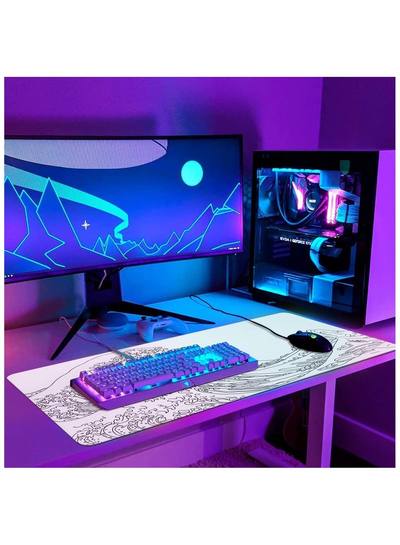 iCasso Extended Gaming Mouse Pad (35.4x15.7 in), Large Stable Rubber Base Mousepad with Stitched Edges, Keyboard Mouse Mat Desk Pad for Work, Game, Office,...