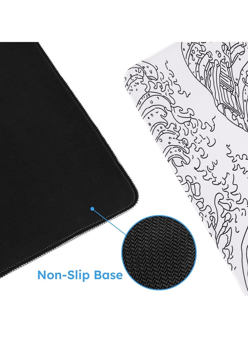 iCasso Extended Gaming Mouse Pad (35.4x15.7 in), Large Stable Rubber Base Mousepad with Stitched Edges, Keyboard Mouse Mat Desk Pad for Work, Game, Office,...