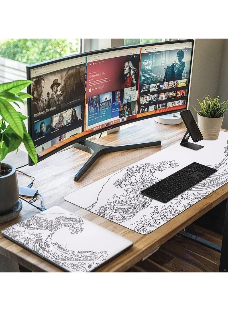 iCasso Extended Gaming Mouse Pad (35.4x15.7 in), Large Stable Rubber Base Mousepad with Stitched Edges, Keyboard Mouse Mat Desk Pad for Work, Game, Office,...