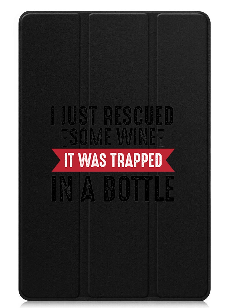 Theodor Protective Flip Case For Samsung Galaxy Tab S6 Lite (2024) With Trifold Stand Auto Wake Sleep Shockproof Cover Wine trapped in bottle black - Image 1