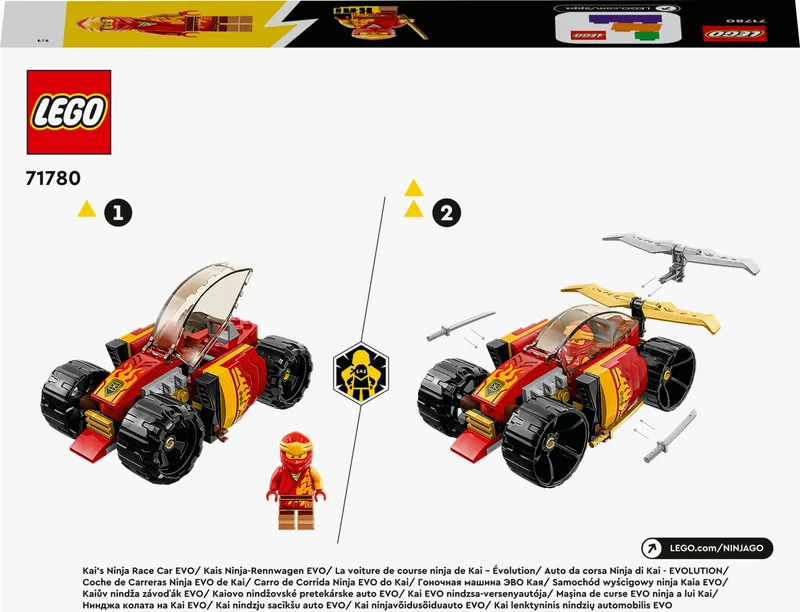 LEGO ® NINJAGO® Kai's Ninja Race Car Evo 71780 - Creative Toy Building Set with Car and Kai Minifigure for Kids Ages 6 and Up (94 Pieces)