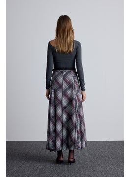 Manuka Flounce Wide Skirt Plaid Burgundy  - Image 4