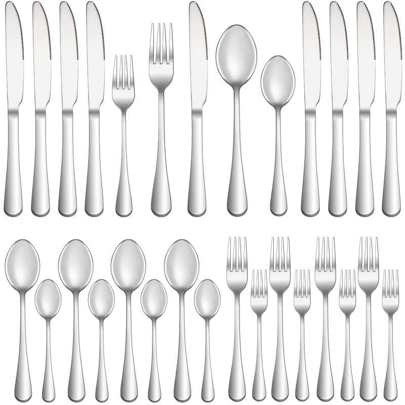 MUTNITT 20 Piece Silverware Set Service for 4,Premium Stainless Steel Flatware Set,Mirror Polished Cutlery Utensil Set,Durable Home Kitchen Eating Tableware Set,Include Fork Knife Spoon Set,Dishwasher Safe - Image 1