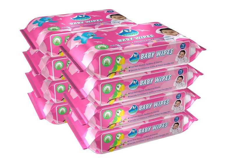 GLIDER Baby Wipes with Aloe Vera, Vitamin E & Mild Fragrance | Gentle & Soft for Baby’s Delicate Skin | (Pack of 8 – 576 Wipes) - Image 1