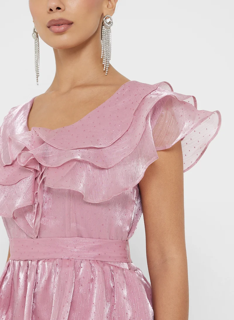 Namshi x Shimmer Tiered Dress With Ruffles