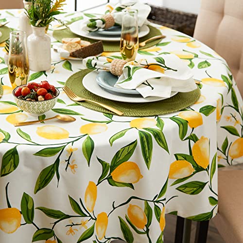 DII Lemon Bliss Tabletop Collection, Tablecloth, 70" Round - Image 3