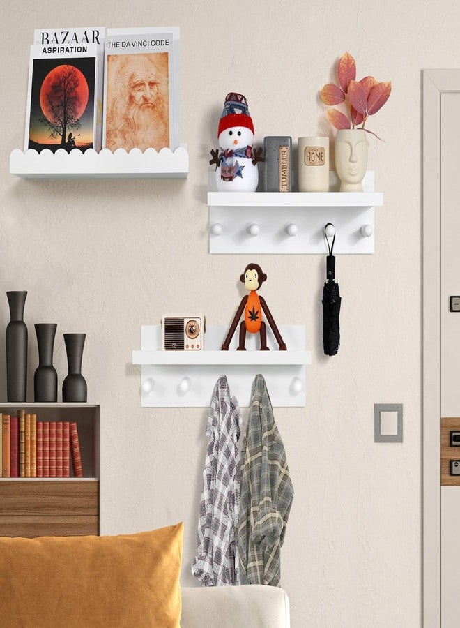 Ollieroo Set of Four Floating Book Shelves for Wall, Nursery Book Shelf for Kids Room, Bamboo Wood Hanging Bookshelf for Baby Teen Boys Girls, Wall Mounted Shelves for Bedroom Bathroom Decor(Wavy) - Image 3