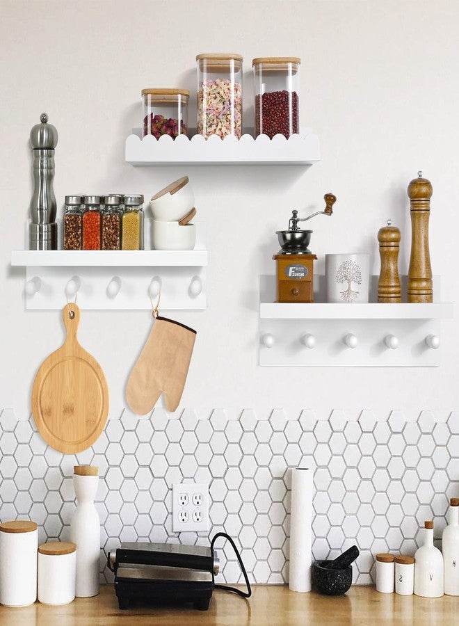 Ollieroo Set of Four Floating Book Shelves for Wall, Nursery Book Shelf for Kids Room, Bamboo Wood Hanging Bookshelf for Baby Teen Boys Girls, Wall Mounted Shelves for Bedroom Bathroom Decor(Wavy) - Image 4