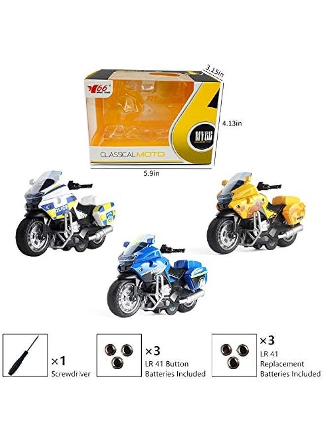 Police Motorcycle Toy - Pull Back Toy Motorcycle with Sound and Light Toy,Toy Motorcycles for Boy,Toys for 3-9 Year Old Boys (White)  - Image 2