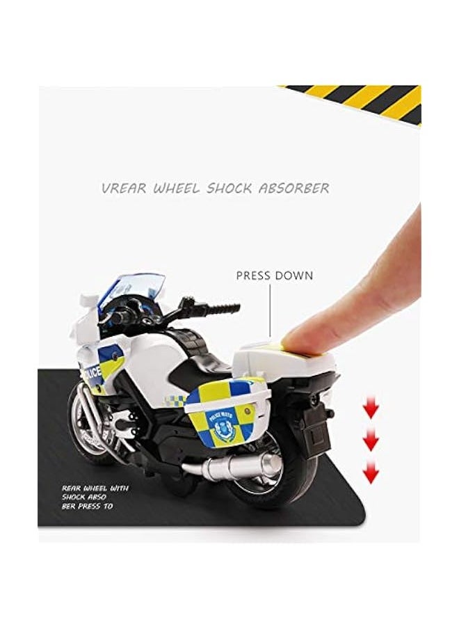Police Motorcycle Toy - Pull Back Toy Motorcycle with Sound and Light Toy,Toy Motorcycles for Boy,Toys for 3-9 Year Old Boys (White)  - Image 3