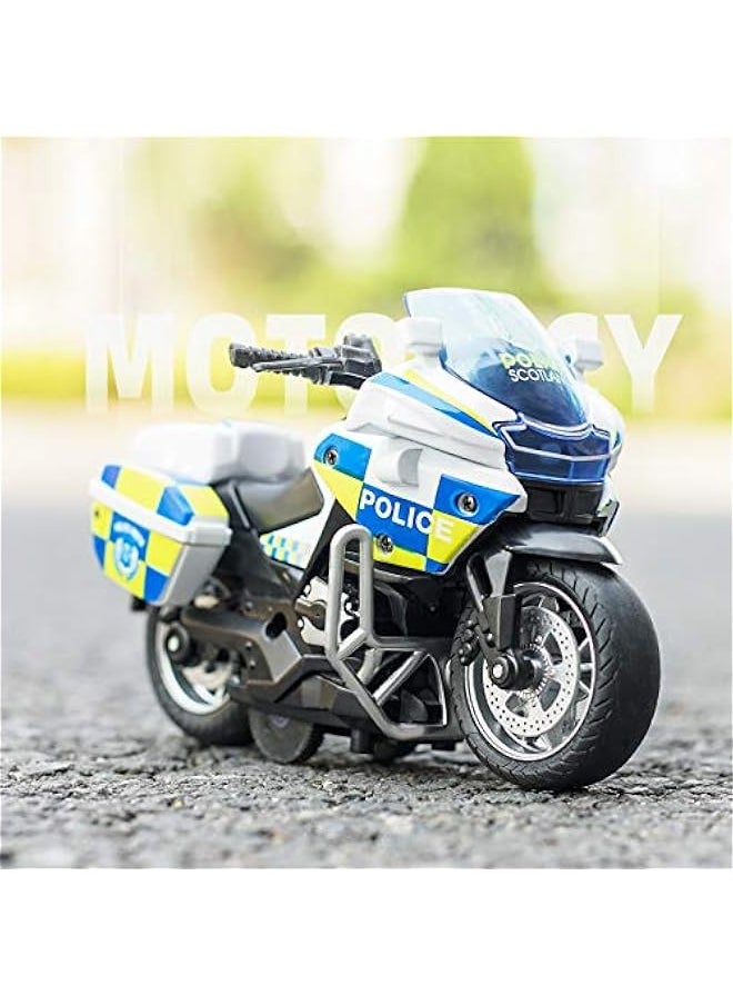 Police Motorcycle Toy - Pull Back Toy Motorcycle with Sound and Light Toy,Toy Motorcycles for Boy,Toys for 3-9 Year Old Boys (White)  - Image 5