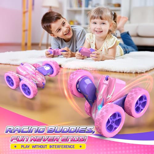 Excitobo Remote Control CarRC Cars for 4 5 6 7 8 9 10 11 12 Year Old Girl Double Sided 360Flip 4WD Rechargeable Drift RC Race Car Girls Toys Birthday Gifts Easter Basket Stuffers for Kids Age 412 - Image 5