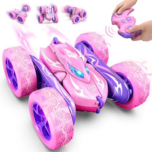 Excitobo Remote Control CarRC Cars for 4 5 6 7 8 9 10 11 12 Year Old Girl Double Sided 360Flip 4WD Rechargeable Drift RC Race Car Girls Toys Birthday Gifts Easter Basket Stuffers for Kids Age 412 - Image 1