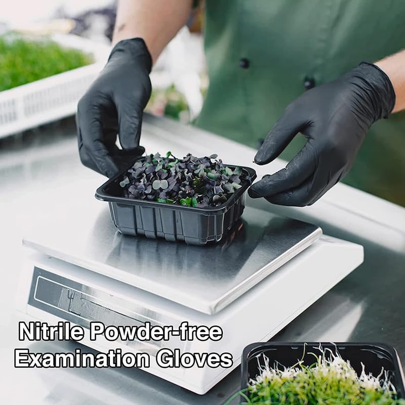 Voblin Nitrile Cleaning Hand Gloves Food Grade, Non Tearable, Ce & Fda Approved (Box Of 50Made In Malaysia (Medium) Black, 50 Pieces) - Image 4