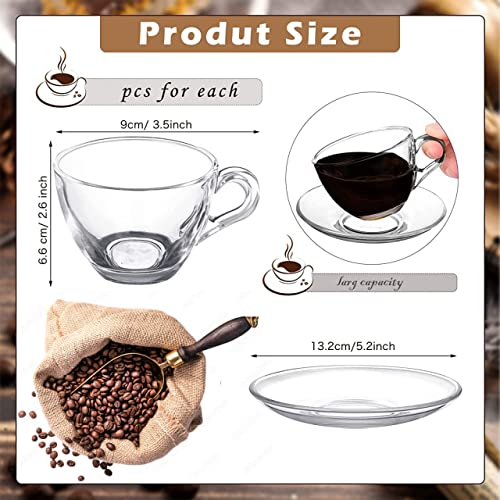 Mevanta Premium Glass Tea Cup and Saucer Set (6 Cups & 6 Saucers - 250 ML) Transparent Cups & Saucer Set For Coffee Herbal Green Tea, Lemon Tea, Espresso, Hot Chocolate,Cappuccino (MSC - 14, Set of 6) - Image 4
