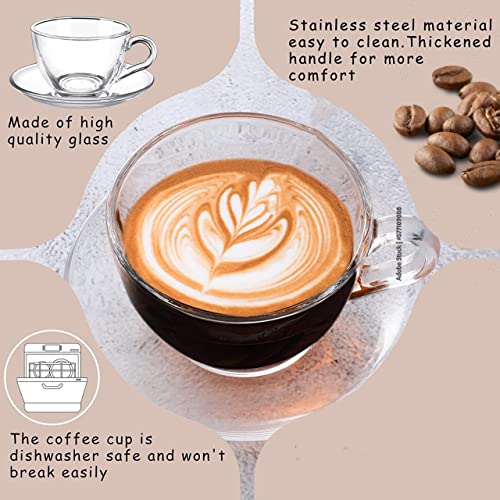 Mevanta Premium Glass Tea Cup and Saucer Set (6 Cups & 6 Saucers - 250 ML) Transparent Cups & Saucer Set For Coffee Herbal Green Tea, Lemon Tea, Espresso, Hot Chocolate,Cappuccino (MSC - 14, Set of 6) - Image 5