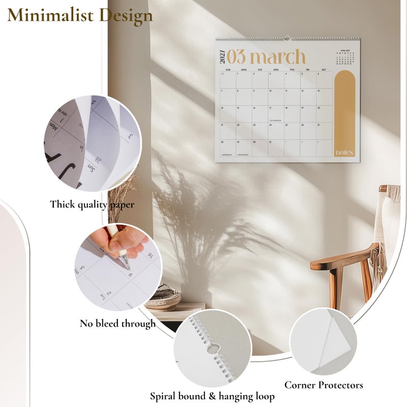 Paper Play Wall Calendar 2026-2027 Hanging Calendar, Jan 2026 to June 2027, 13.5 x 11 Inch Monthly Calendar for Wall, 18 Months Spiral Twin-Wire Binding Wall Calendar Planner, Large Writing Blocks with Holidays - Image 3