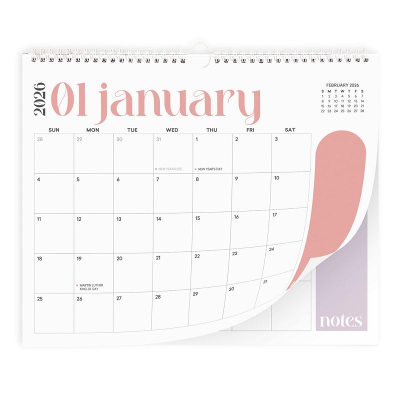 Paper Play Wall Calendar 2026-2027 Hanging Calendar, Jan 2026 to June 2027, 13.5 x 11 Inch Monthly Calendar for Wall, 18 Months Spiral Twin-Wire Binding Wall Calendar Planner, Large Writing Blocks with Holidays - Image 1